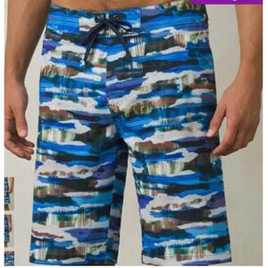 prAna Vortex Blue Indian Summer Sediment 11 inch Board Shorts Men's Size 38